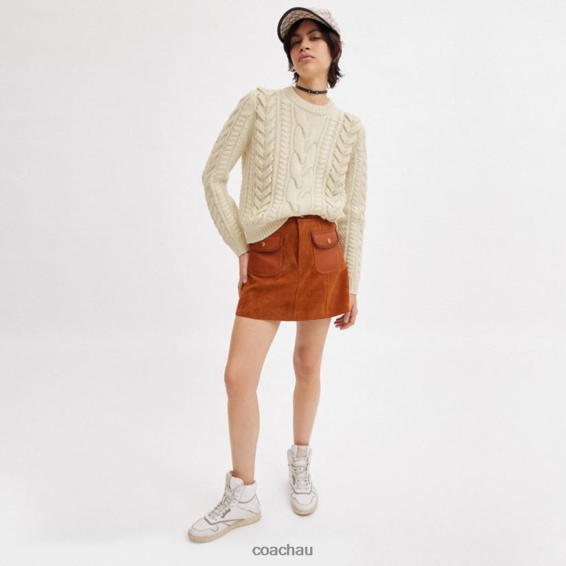 Coach Women SWEATER WITH BRAIDED DETAIL Ivory Z8JFB8496