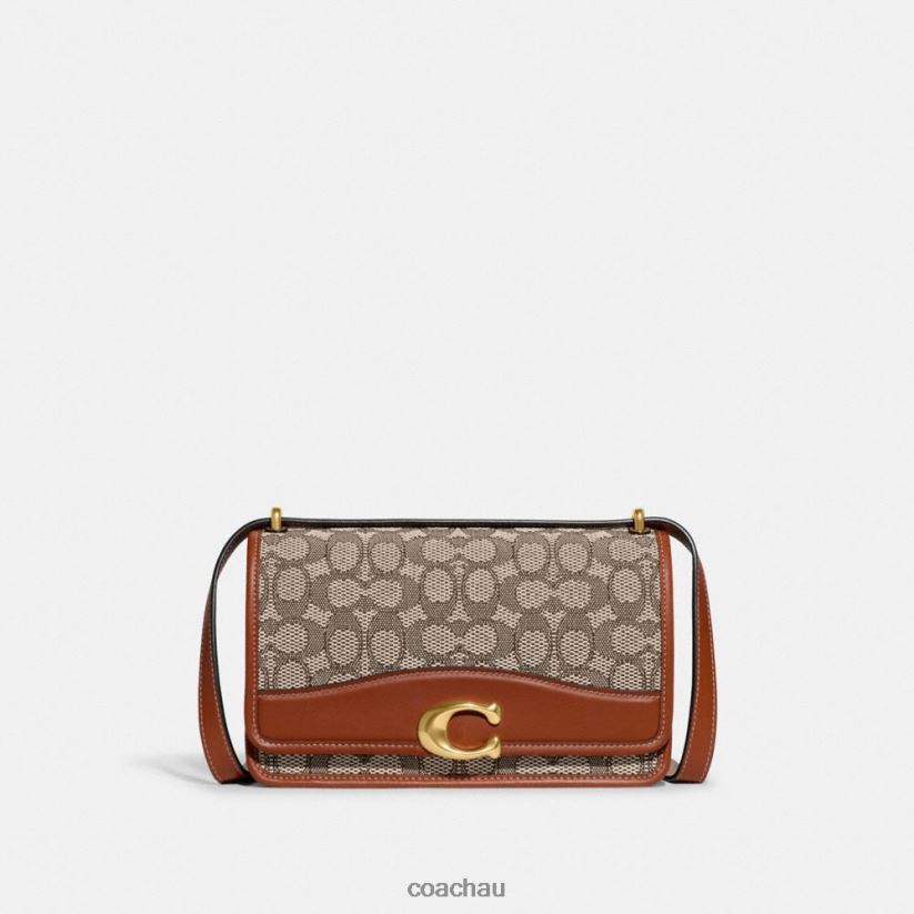 Coach Women BANDIT SHOULDER BAG IN SIGNATURE TEXTILE JACQUARD B4/Cocoa Burnished Amb Z8JFB813