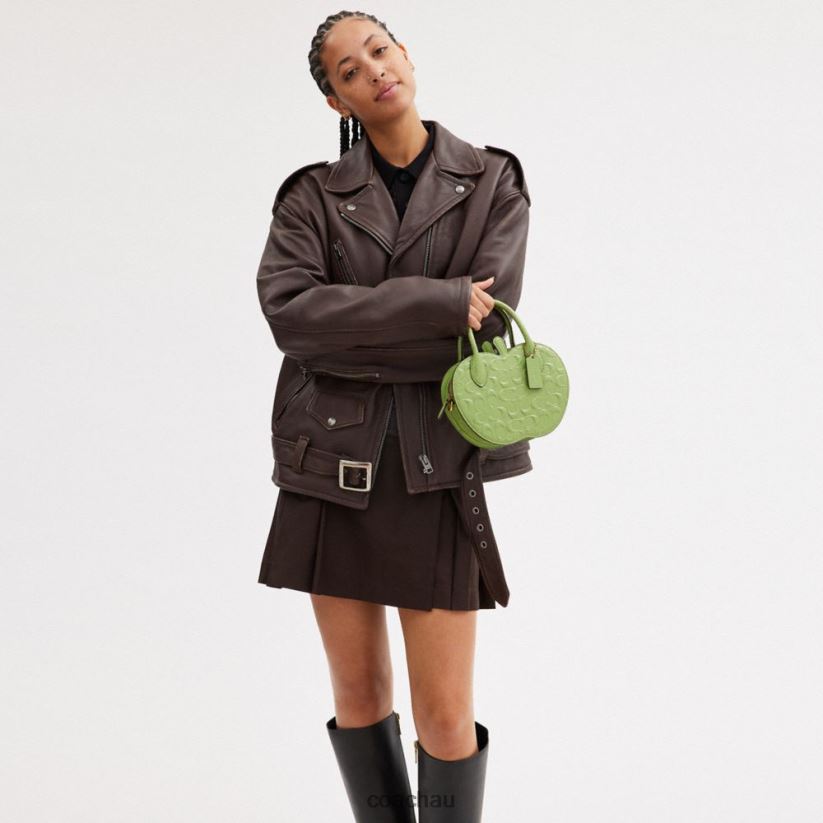Coach Women APPLE BAG IN SIGNATURE LEATHER B4/GREEN Z8JFB8236