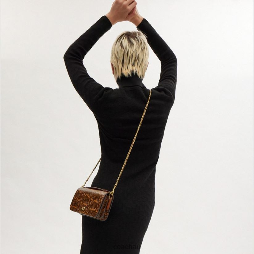 Coach Women BEA CROSSBODY IN SNAKESKIN B4/MUSTARD Z8JFB8228