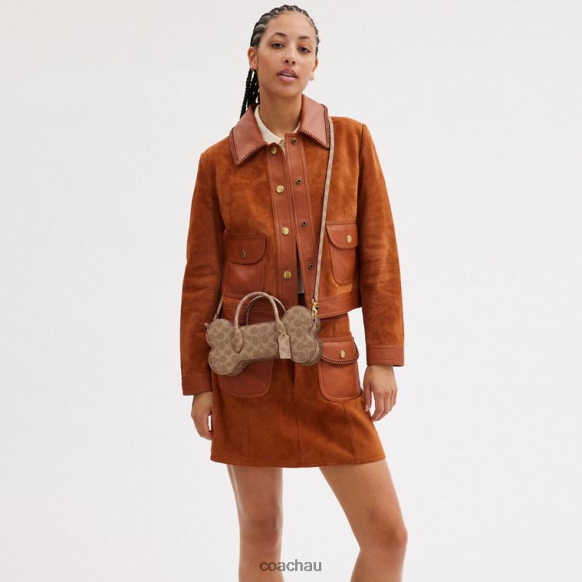 Coach Women BONE BAG IN SIGNATURE CANVAS B4/Tan Rust Z8JFB8235