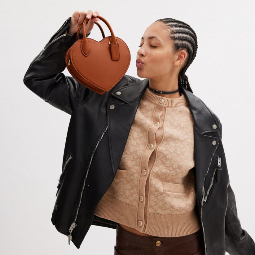 Coach Women HEART BAG IN REGENERATIVE LEATHER B4/Burnished Amber Z8JFB8232