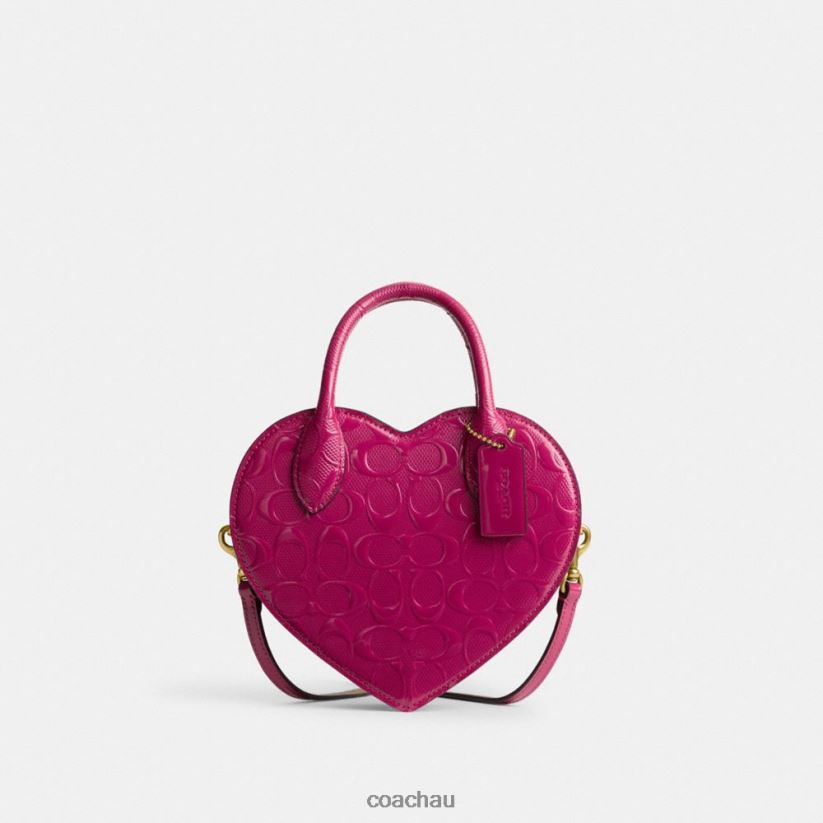 Coach Women HEART BAG IN SIGNATURE LEATHER B4/MAGENTA Z8JFB8240