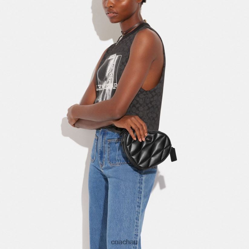 Coach Women HEART CROSSBODY WITH QUILTING V5/Black Z8JFB8204