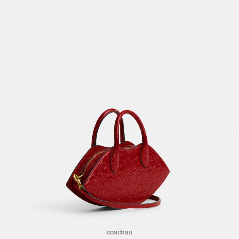 Coach Women LIP BAG IN SIGNATURE LEATHER B4/RED Z8JFB8239