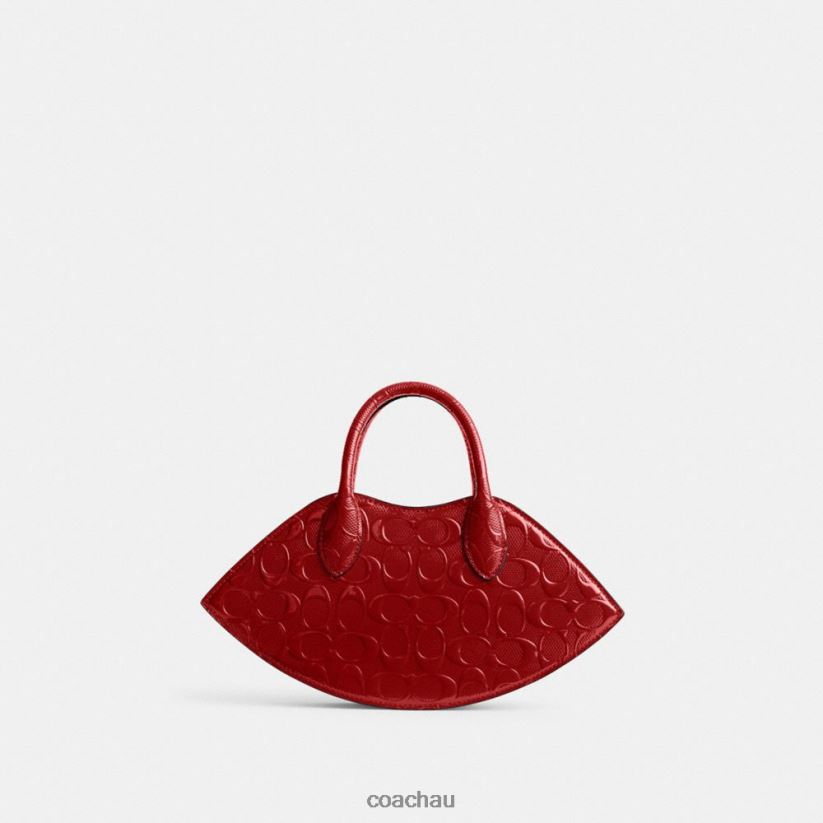 Coach Women LIP BAG IN SIGNATURE LEATHER B4/RED Z8JFB8239