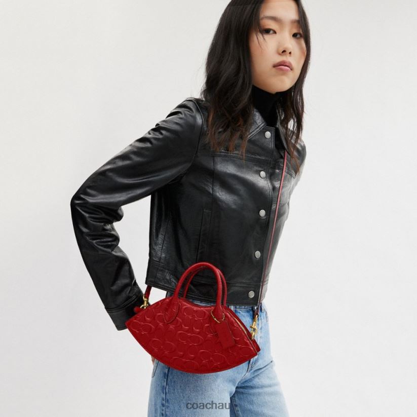 Coach Women LIP BAG IN SIGNATURE LEATHER B4/RED Z8JFB8239