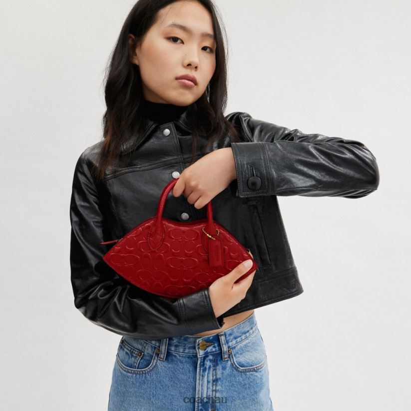 Coach Women LIP BAG IN SIGNATURE LEATHER B4/RED Z8JFB8239