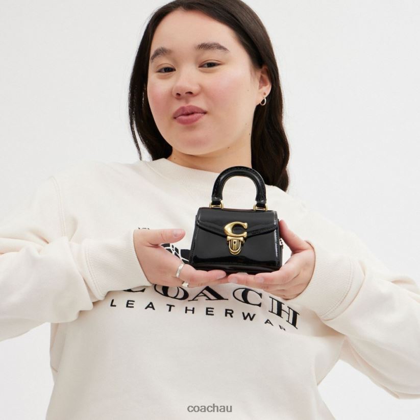 Coach Women SAMMY TOP HANDLE 12 IN SIGNATURE LEATHER B4/BLACK Z8JFB8212