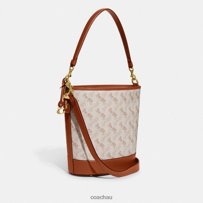 Coach Women DAKOTA BUCKET BAG WITH HORSE AND CARRIAGE PRINT B4/Chalk Burnished Amber Z8JFB823