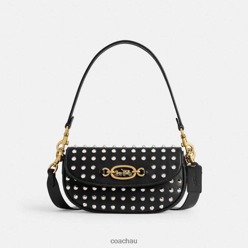 Coach Women HARLEY SHOULDER BAG 23 WITH STUDS B4/BLACK Z8JFB831