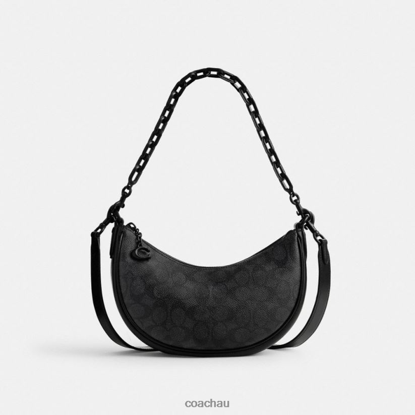 Coach Women MIRA SHOULDER BAG IN SIGNATURE CANVAS MW/Charcoal/Black Z8JFB852