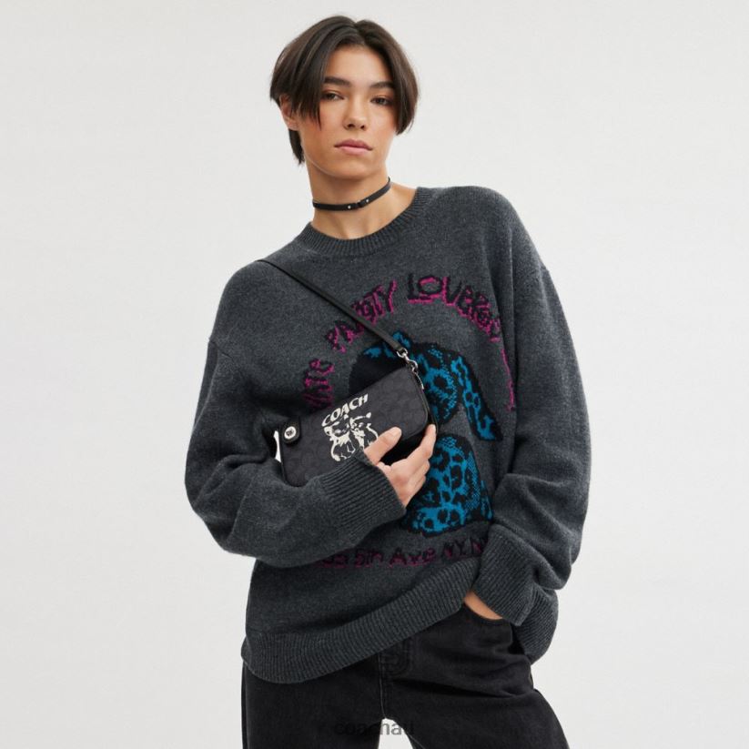 Coach Women THE LIL NAS X DROP PENN SHOULDER BAG IN SIGNATURE CANVAS LH/Lh/Kitten Lockup Black Z8JFB862