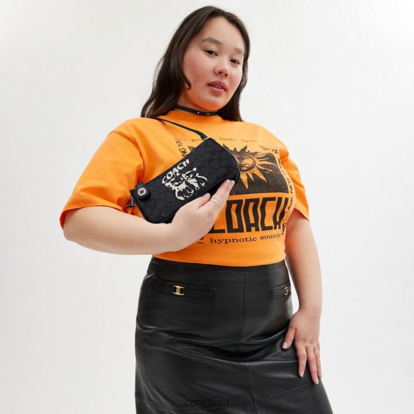 Coach Women THE LIL NAS X DROP PENN SHOULDER BAG IN SIGNATURE CANVAS LH/Lh/Kitten Lockup Black Z8JFB862