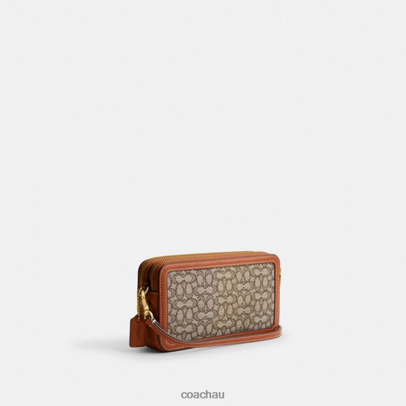 Coach Women KIRA CROSSBODY IN MICRO SIGNATURE JACQUARD B4/Cocoa Burnished Amb Z8JFB8306