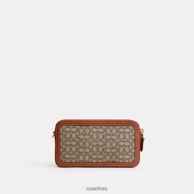Coach Women KIRA CROSSBODY IN MICRO SIGNATURE JACQUARD B4/Cocoa Burnished Amb Z8JFB8306