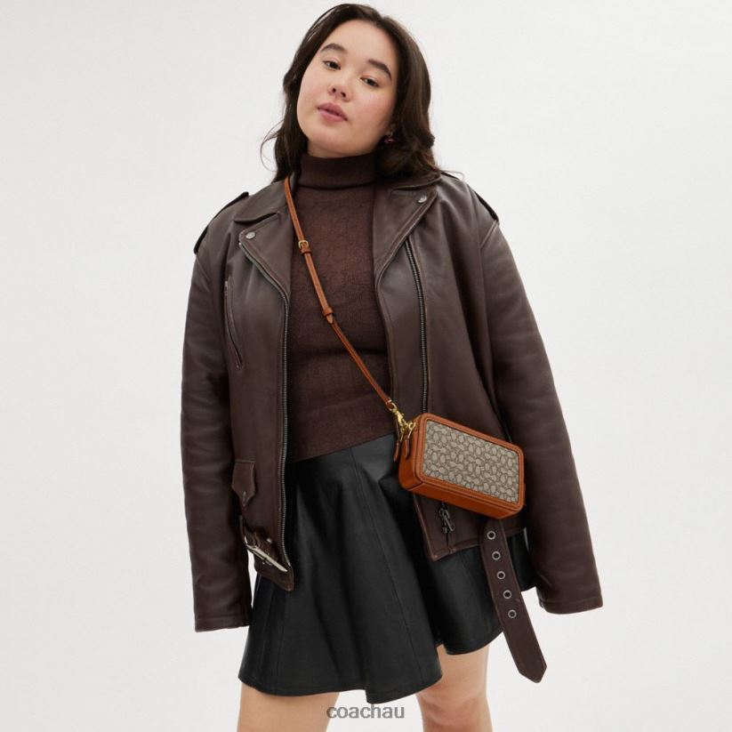 Coach Women KIRA CROSSBODY IN MICRO SIGNATURE JACQUARD B4/Cocoa Burnished Amb Z8JFB8306