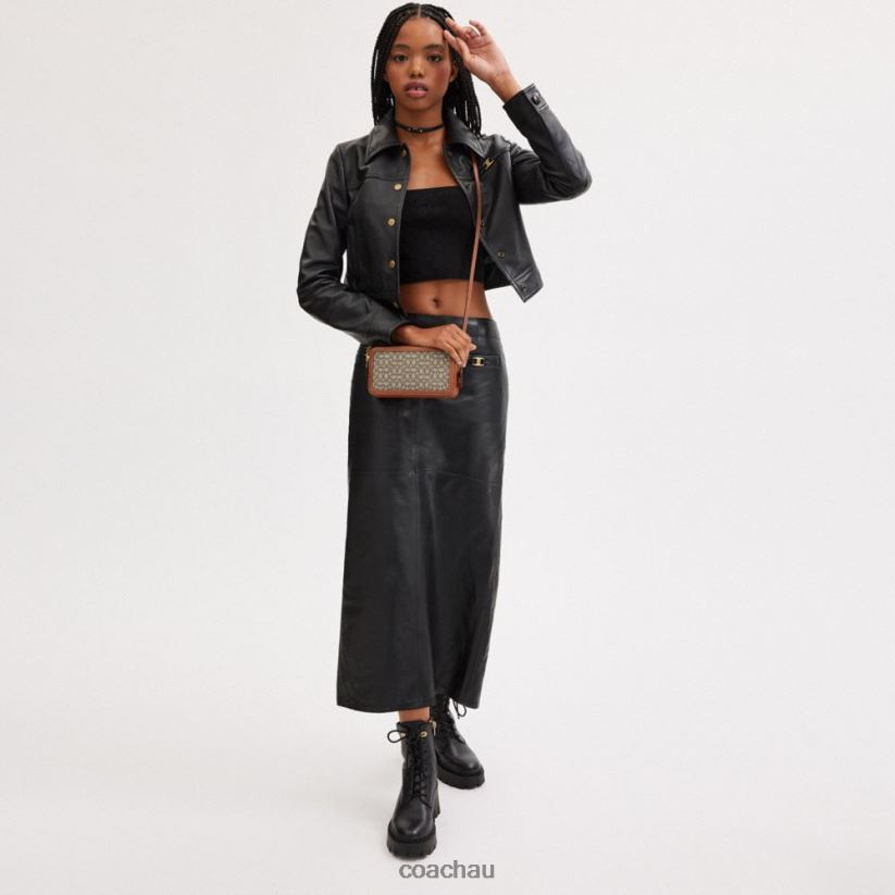 Coach Women KIRA CROSSBODY IN MICRO SIGNATURE JACQUARD B4/Cocoa Burnished Amb Z8JFB8306