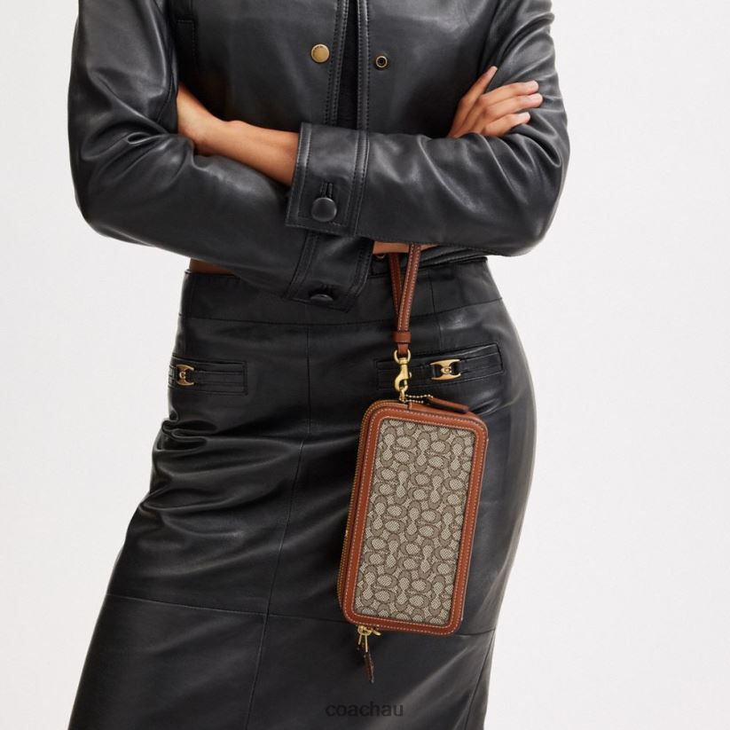 Coach Women KIRA CROSSBODY IN MICRO SIGNATURE JACQUARD B4/Cocoa Burnished Amb Z8JFB8306