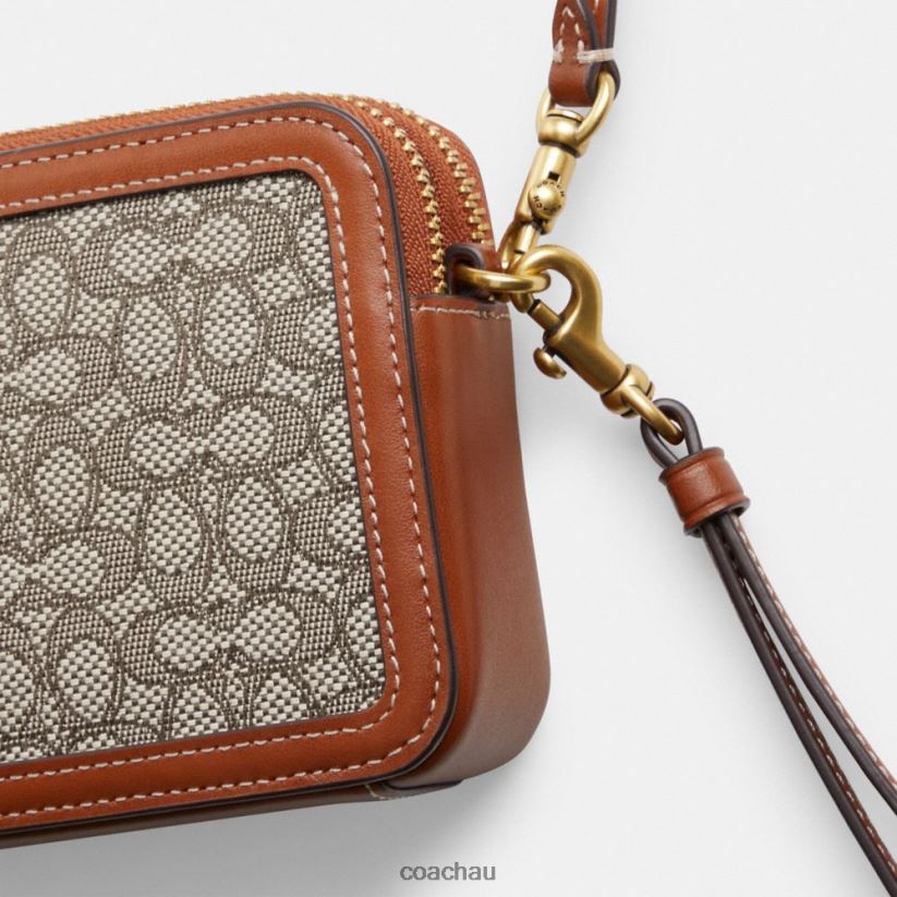 Coach Women KIRA CROSSBODY IN MICRO SIGNATURE JACQUARD B4/Cocoa Burnished Amb Z8JFB8306