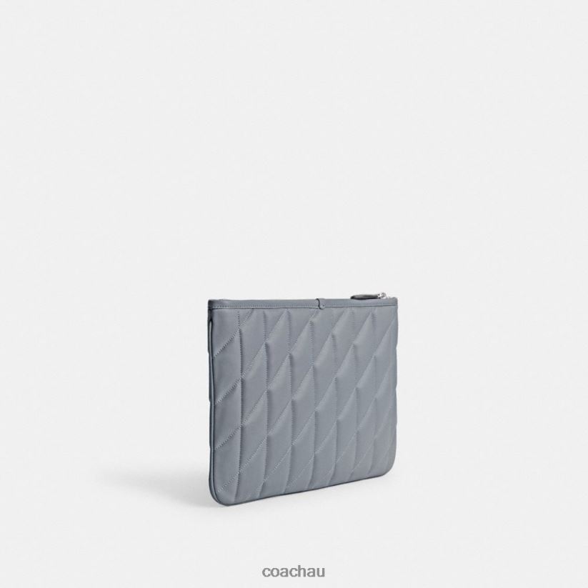 Coach Women POUCH 28 WITH PILLOW QUILTING LH/Grey Blue Z8JFB8309
