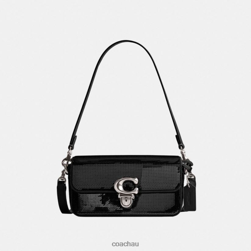 Coach Women STUDIO BAGUETTE BAG WITH SEQUINS LH/Black Z8JFB8183
