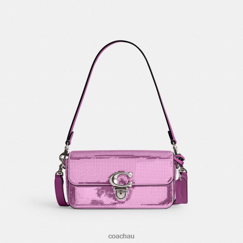 Coach Women STUDIO BAGUETTE BAG WITH SEQUINS LH/Dark Magenta Z8JFB8188