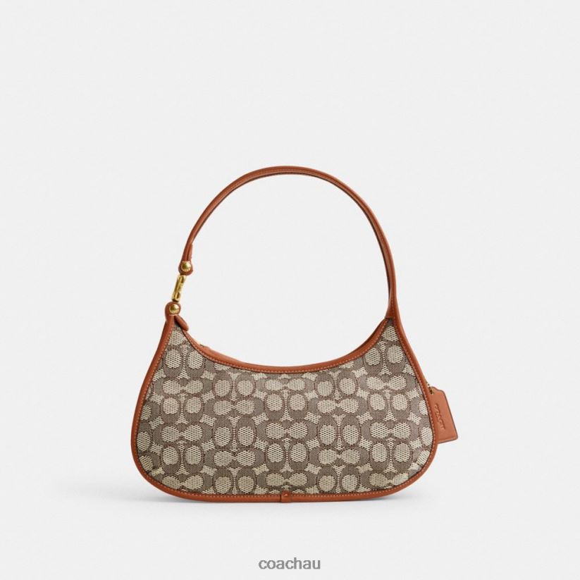 Coach Women EVE SHOULDER BAG IN SIGNATURE TEXTILE JACQUARD B4/Cocoa Burnished Amb Z8JFB8273