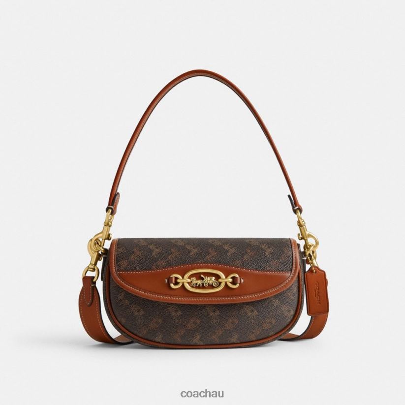 Coach Women HARLEY SHOULDER BAG 23 WITH HORSE AND CARRIAGE PRINT B4/Truffle Burnished Amber Z8JFB8263