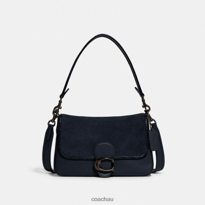 Coach Women SOFT TABBY SHOULDER BAG WITH SNAKESKIN DETAIL V5/Midnight Navy Z8JFB8121