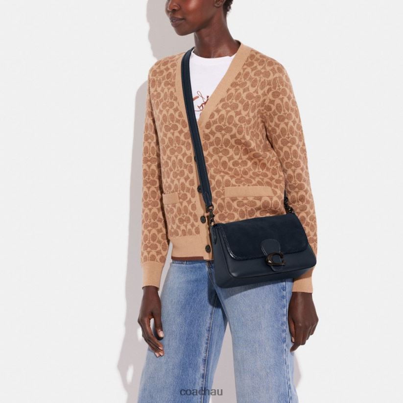 Coach Women SOFT TABBY SHOULDER BAG WITH SNAKESKIN DETAIL V5/Midnight Navy Z8JFB8121