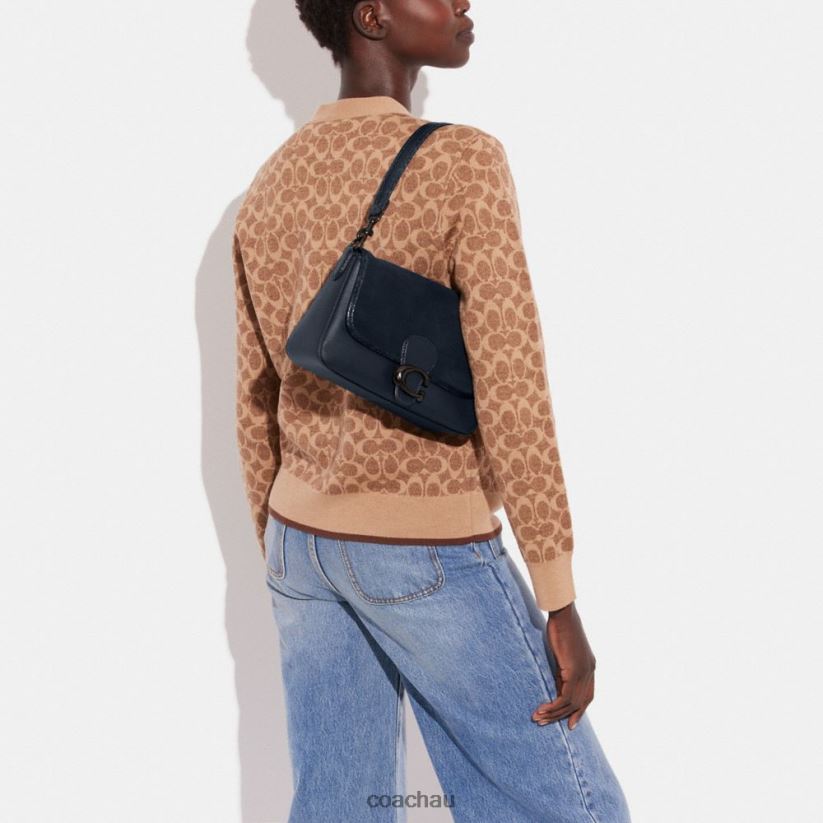 Coach Women SOFT TABBY SHOULDER BAG WITH SNAKESKIN DETAIL V5/Midnight Navy Z8JFB8121