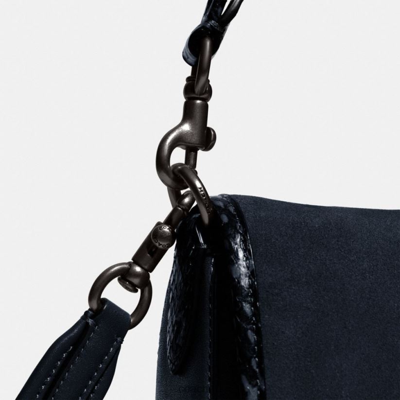 Coach Women SOFT TABBY SHOULDER BAG WITH SNAKESKIN DETAIL V5/Midnight Navy Z8JFB8121