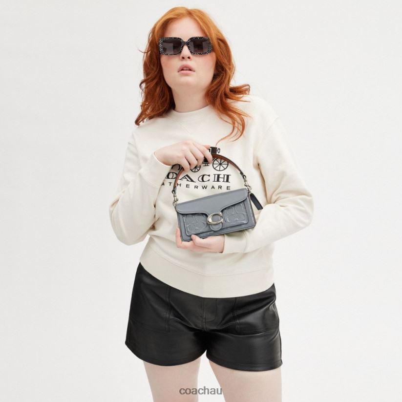 Coach Women TABBY SHOULDER BAG 20 IN SIGNATURE LEATHER LH/Grey Blue Z8JFB8105