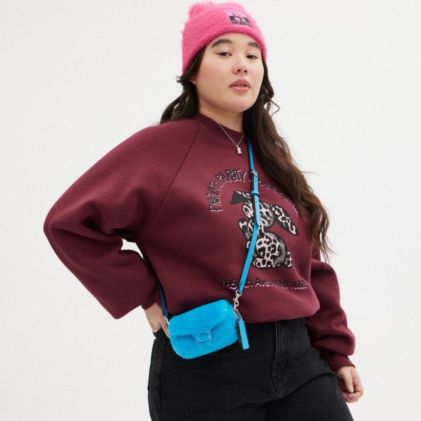 Coach Women THE LIL NAS X DROP TABBY 12 IN SHEARLING LH/Montero Blue Z8JFB899