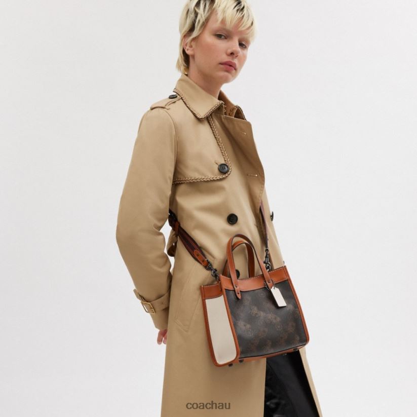 Coach Women FIELD TOTE 22 WITH LARGE HORSE AND CARRIAGE PRINT V5/Truffle Burnished Amber Z8JFB8296