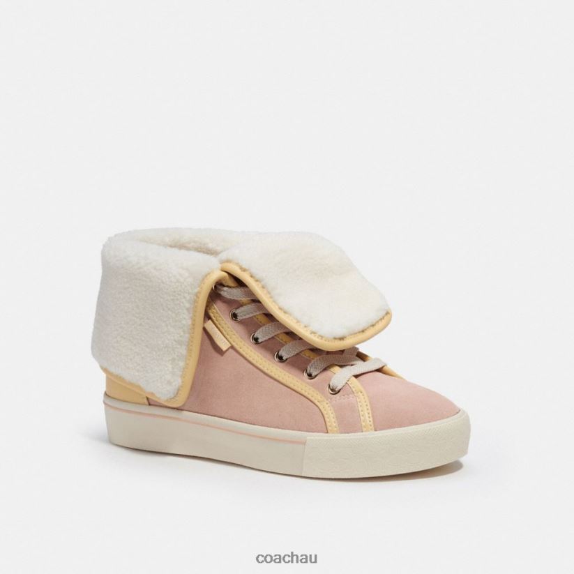 Coach Women CITYSOLE FOLDOVER HIGH TOP PLATFORM SNEAKER Vanilla Cream/Pale Blush Z8JFB8428