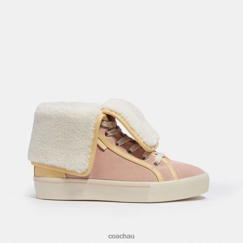 Coach Women CITYSOLE FOLDOVER HIGH TOP PLATFORM SNEAKER Vanilla Cream/Pale Blush Z8JFB8428