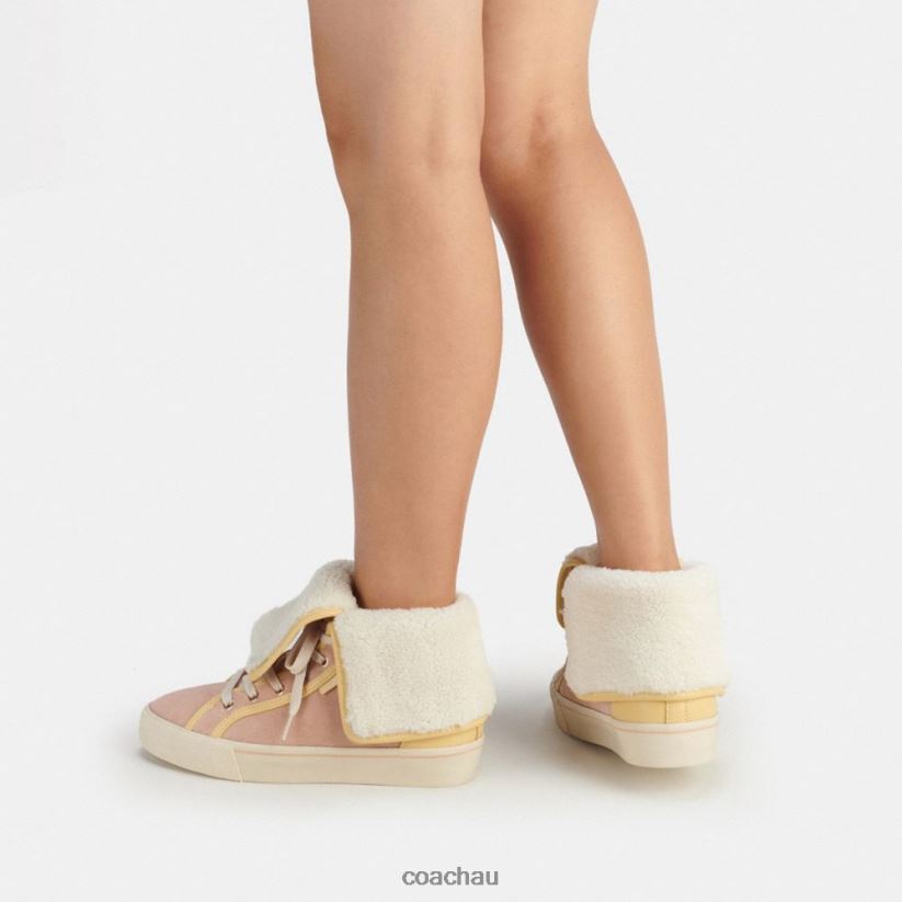 Coach Women CITYSOLE FOLDOVER HIGH TOP PLATFORM SNEAKER Vanilla Cream/Pale Blush Z8JFB8428