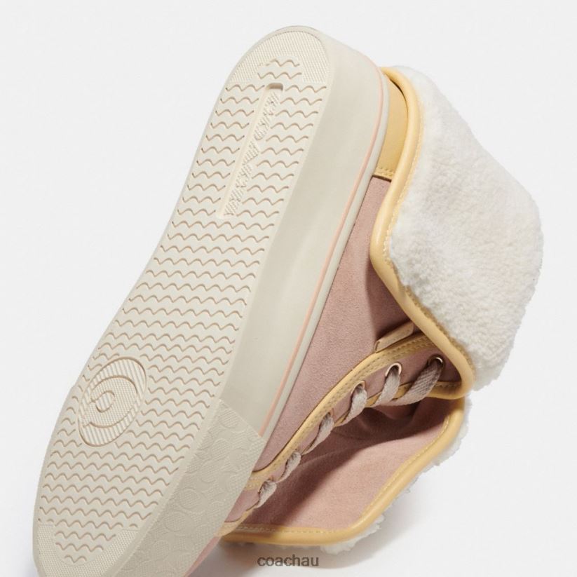 Coach Women CITYSOLE FOLDOVER HIGH TOP PLATFORM SNEAKER Vanilla Cream/Pale Blush Z8JFB8428