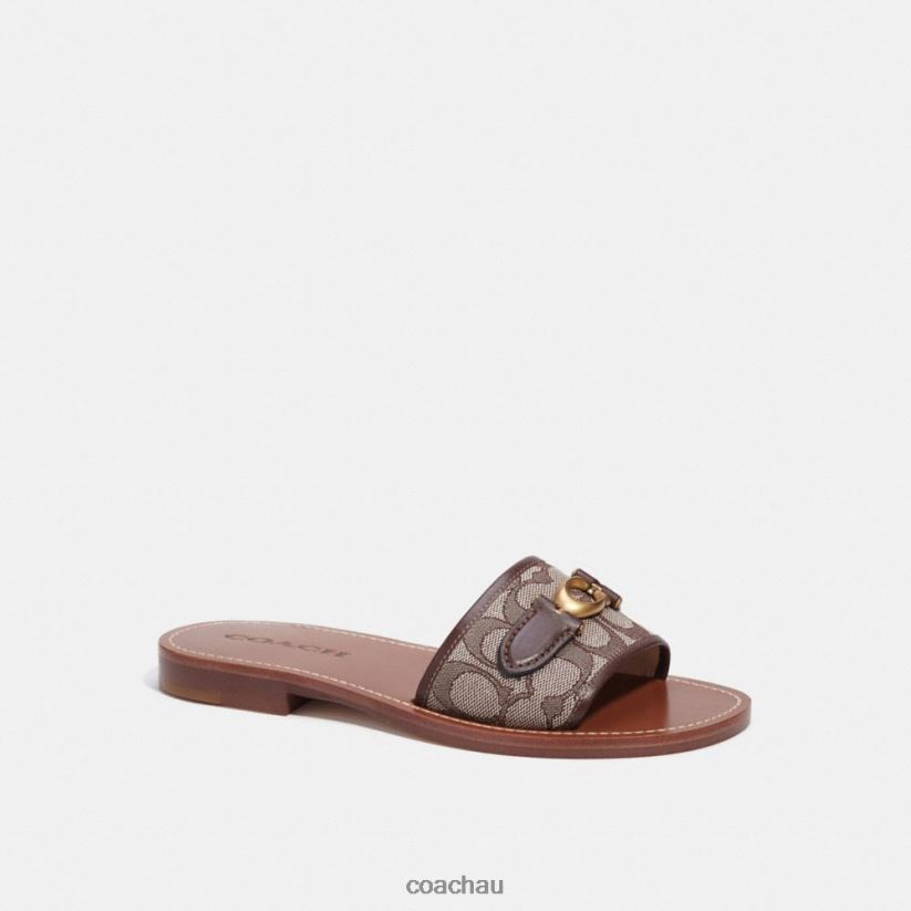 Coach Women INA SANDAL IN SIGNATURE JACQUARD Maple/Oak Z8JFB8423