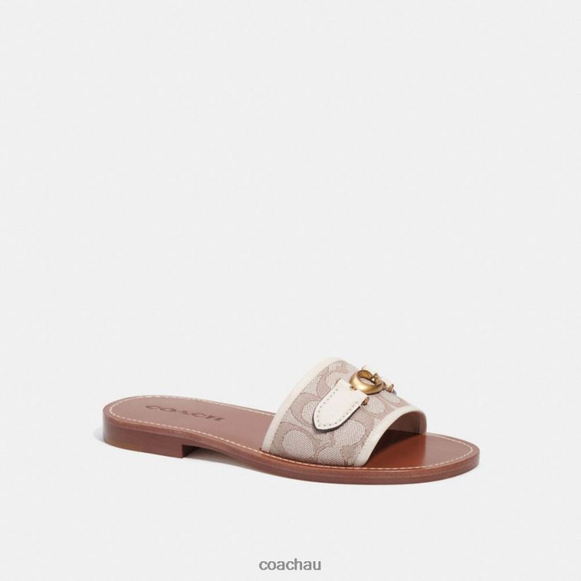 Coach Women INA SANDAL IN SIGNATURE JACQUARD STONE/CHALK Z8JFB8422