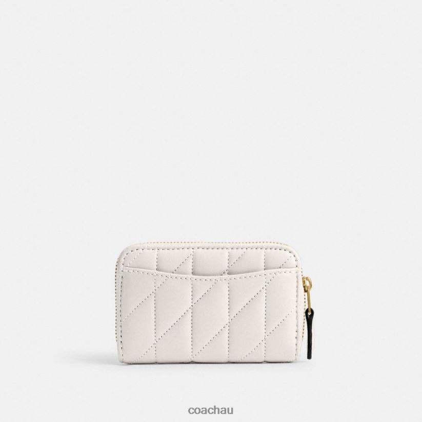 Coach Women SMALL ZIP AROUND CARD CASE WITH PILLOW QUILTING B4/CHALK Z8JFB8376