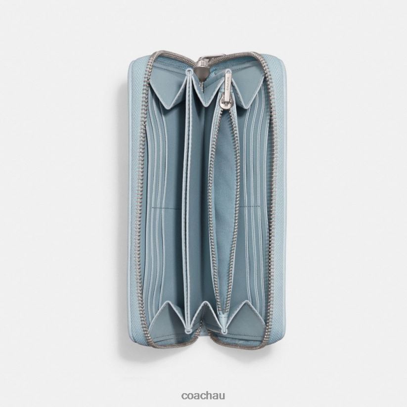 Coach Women ACCORDION ZIP WALLET IN SIGNATURE DENIM LH/Pale Blue Z8JFB8324