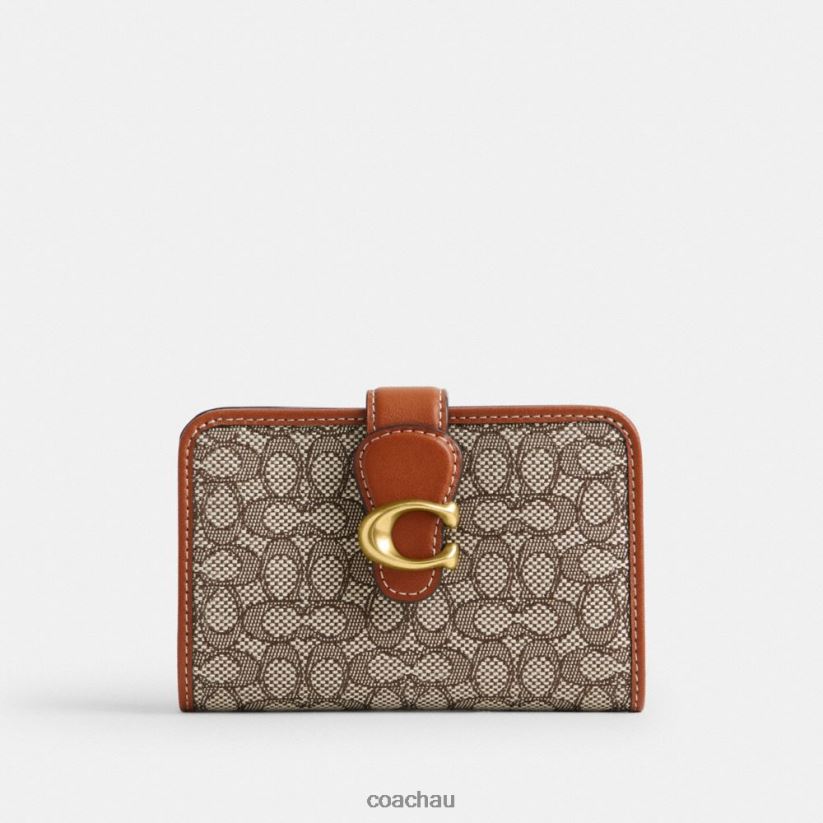 Coach Women TABBY MEDIUM WALLET IN MICRO SIGNATURE JACQUARD B4/Cocoa Burnished Amb Z8JFB8331