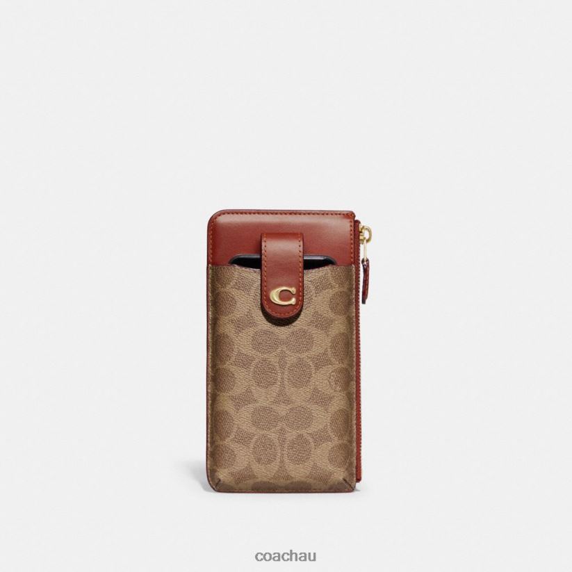 Coach Women ESSENTIAL PHONE WALLET IN SIGNATURE CANVAS B4/Tan Rust Z8JFB8388